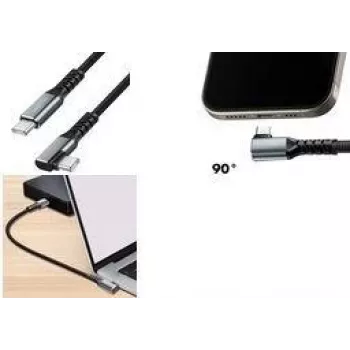 LogiLink USB 3.2 Gen 2 USB-C to USB-C Angled Cable, 10 Gbps, 100W, 4K, 2 m, Black/Grey