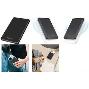 LogiLink PA0352 magnetická bezdrátová powerbanka 5000 mAh 20W PD USB-C černá