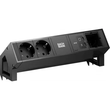Bachmann DESK2 stolní napájecí modul 2x Schuko 1x USB-C 45W PD 0.2m GST18i3 černý RAL9005