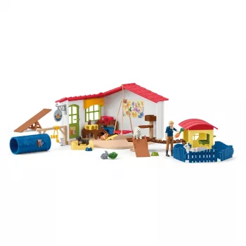 Hrací sada Schleich Farm World Hotel pro zvířata s 5 zvířaty a příslušenstvím