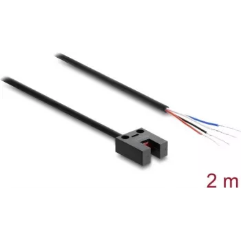 Vidlicová světelná závora Delock 5 mm, typ U, se 4 otevřenými konci kabelu, NPN, přepínatelná L/D, 2 m
