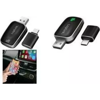 LogiLink BT0076 bezdrátový adaptér CarPlay & Android Auto, Bluetooth 5.0, USB-C na USB-A, černý