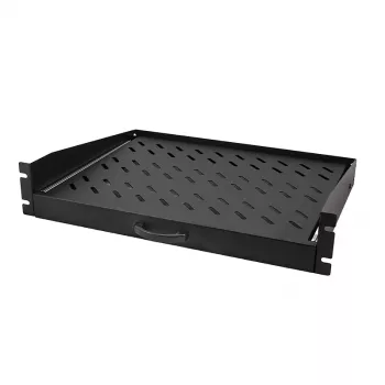 LogiLink 19 inch výsuvná konzolová police 2U, hloubka 350 mm, nosnost 30 kg, černá