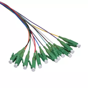 LogiLink sada optických pigtailů 12 x LC/APC OS2 (G657.A1), 2 m, barevné, zelený konektor
