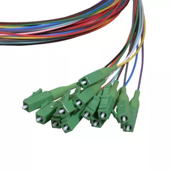 LogiLink sada optických pigtailů 12 x LC/APC OS2 (G657.A1), 2 m, barevné, zelený konektor