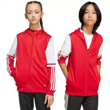 Mikina s kapucí adidas Squadra 25 děti unisex červená/bílá JD4801 velikost 128cm
