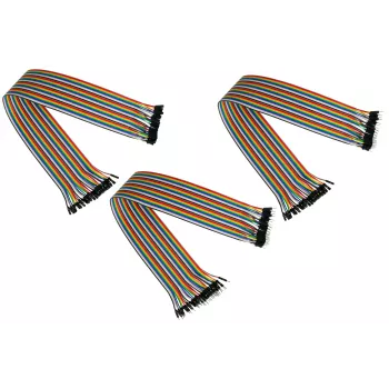 Kabelmeister sada 40-pin propojovacích vodičů, 3 pásky (samec-samec, samice-samice, samec-samice), 20 cm, 24 AWG, duhové barvy, pro Arduino, Raspberry Pi, nepájivé pole