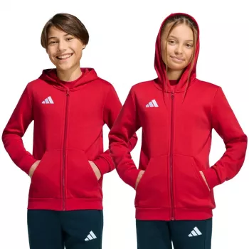 Mikina s kapucí na zip adidas Entrada 26 červená KH1781 164 cm