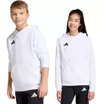 Dětská mikina s kapucí adidas Entrada 26, bílá, JZ6561, 164 cm