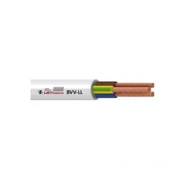 Elektrický kabel BVV-LL 2x1 mm² bílý s PVC izolací, 50 m role