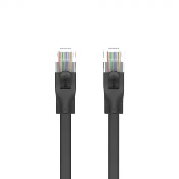 UNITEK Cat.6 UTP plochý propojovací kabel 10m černý RJ45 Snagless Gigabit Ethernet