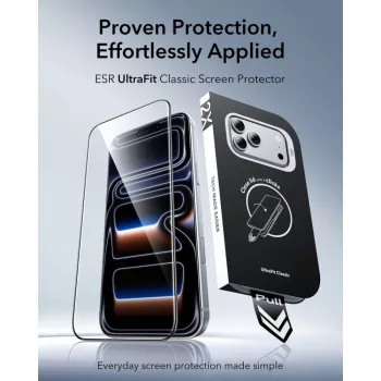 ESR Ultra-Fit Classic Tempered Glass Screen Protector 2-Pack for iPhone 17 Pro / 18 Pro - Black