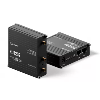4G LTE Wi-Fi router Teltonika Networks RUT202, Dual SIM, 2x Ethernet, montáž na DIN lištu/stěnu, hliník