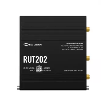 4G LTE Wi-Fi router Teltonika Networks RUT202, Dual SIM, 2x Ethernet, montáž na DIN lištu/stěnu, hliník