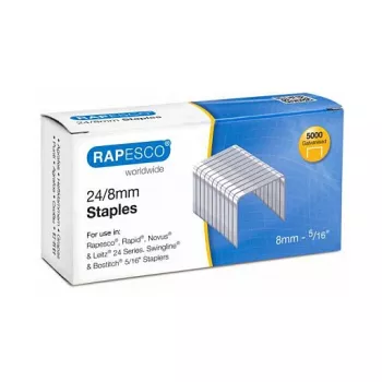 Rapesco S24807Z3 24/8 Galvanised Steel Staples, 8mm Leg, 5000 Pack, Silver