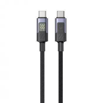 Kabel USB-C na USB-C UNITEK s LED indikací výkonu 60 W PD 480 Mbps 1 m pletený černý