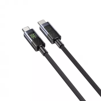 Kabel USB-C na USB-C UNITEK s LED indikací výkonu 60 W PD 480 Mbps 1 m pletený černý