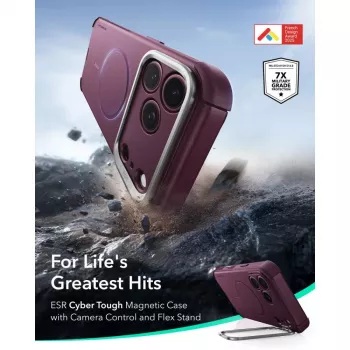 ESR Cyber Tough Kickstand MagSafe Case for iPhone 17 Pro Max / 18 Pro Max – Deep Burgundy