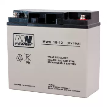 MPL POWER ELEKTRO MPL MW POWER MWS 18-12 olověný akumulátor VRLA AGM bezúdržbový 12 V 18 Ah černá, šedá