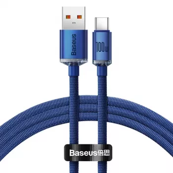 Baseus USB-A na USB-C kabel Crystal Shine 100W 1,2 m modrý