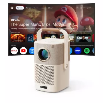 Yaber T2 Plus GTV 1080p 450 ANSI Google TV JBL Dolby Audio Portable Projector with Battery - Beige
