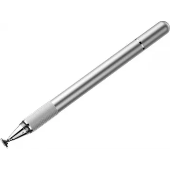 Baseus Golden Cudgel stylus pro kapacitní dotykové obrazovky, hrot se dvěma konci s průhledným diskem a vodivým vláknem, stříbrný
