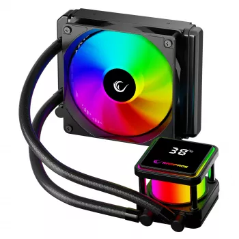 Rampage INFINITE V120 ARGB 120mm kapalinový chladič CPU s teplotním displejem, černý