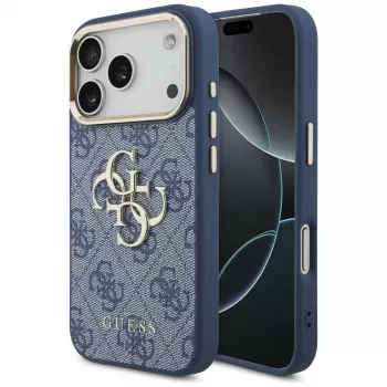 Guess 4G Classic Logo Case for Apple iPhone 18 Pro / 17 Pro, Blue with Gold Accents