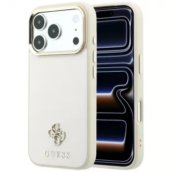 GUESS Saffiano Small 4G & Classic Logo MagSafe Case for iPhone 17 Pro Max / 18 Pro Max - Beige