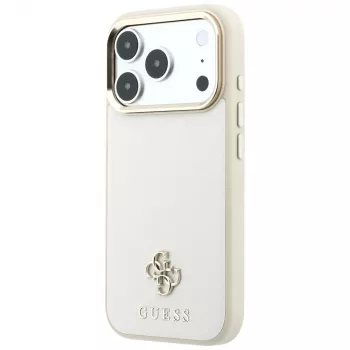GUESS Saffiano Small 4G & Classic Logo MagSafe Case for iPhone 17 Pro Max / 18 Pro Max - Beige
