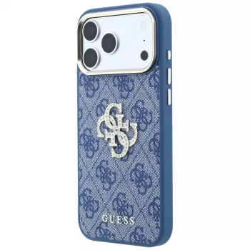 GUESS 4G & Big Strass Logo Hard Case for iPhone 18 Pro / 17 Pro - Blue