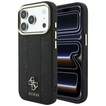 Guess Stripe Peony 4G Logo MagSafe Case for iPhone 18 Pro Max / 17 Pro Max - Black