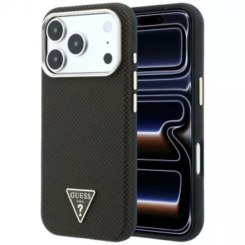 GUESS Kevlar Triangle Logo MagSafe Case for iPhone 17 Pro / 18 Pro – Brown