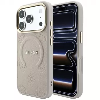 Guess Saffiano Peony & Ring MagSafe Case for iPhone 18 Pro / 17 Pro - Pink