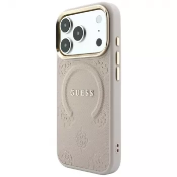 Guess Saffiano Peony & Ring MagSafe Case for iPhone 18 Pro / 17 Pro - Pink