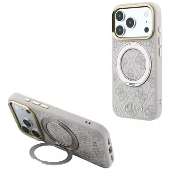 Pouzdro MagSafe Guess Ring Stand 360 4G Classic Logo pro iPhone 18 Pro Max / 17 Pro Max - růžové
