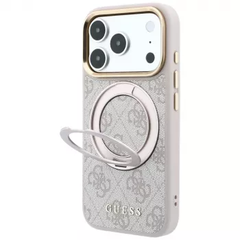 Pouzdro MagSafe Guess Ring Stand 360 4G Classic Logo pro iPhone 18 Pro Max / 17 Pro Max - růžové