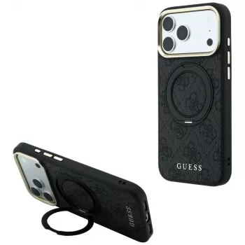Guess Ring Stand 360 4G Classic Logo MagSafe Case for iPhone 18 Pro / 17 Pro, Black