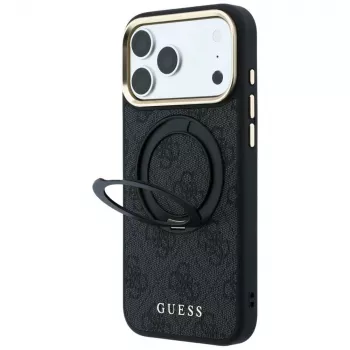 Guess Ring Stand 360 4G Classic Logo MagSafe Case for iPhone 18 Pro / 17 Pro, Black
