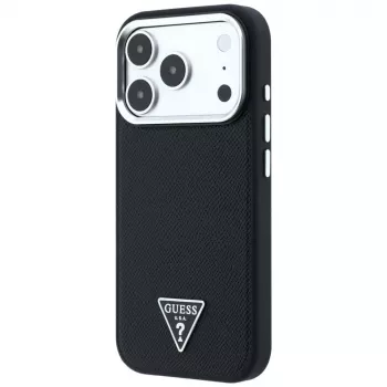 Guess Grained Triangle Logo MagSafe Case for iPhone 17 Pro Max / 18 Pro Max - Black