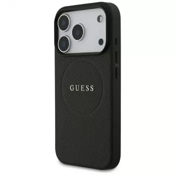Guess Grained Gold Ring MagSafe Case for Apple iPhone 17 Pro / 18 Pro, Black