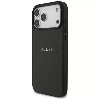 Pouzdro MagSafe Guess Grained Gold Ring pro Apple iPhone 18 Pro Max / 17 Pro Max, černé