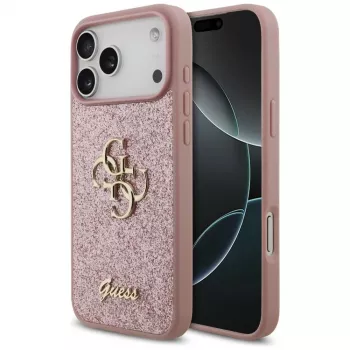 GUESS Fixed Glitter Big 4G Case for iPhone 18 Pro Max / 17 Pro Max - Pink