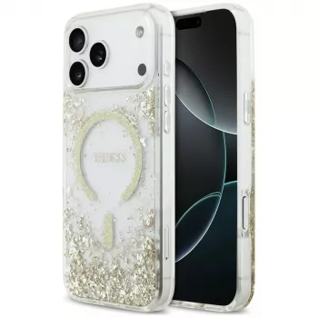 Guess Resin Bottom Glitter MagSafe Case for iPhone 18 Pro Max / 17 Pro Max, Gold
