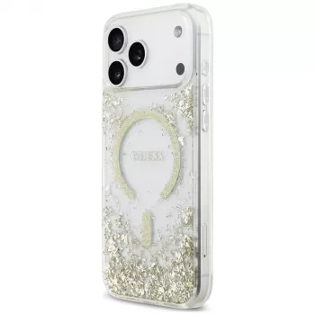 Guess Resin Bottom Glitter MagSafe Case for iPhone 18 Pro Max / 17 Pro Max, Gold