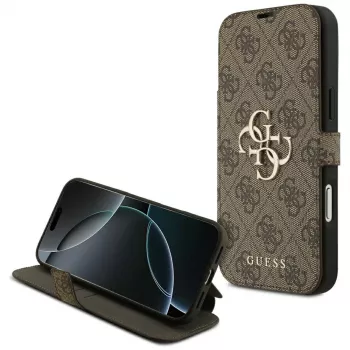 Guess Book 4G Metal Logo Folio Case for iPhone 18 Pro Max / 17 Pro Max - Brown