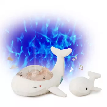 Sada pro lepší spánek Cloud B Tranquil Whale s projektorem a chrastítkem – bílá