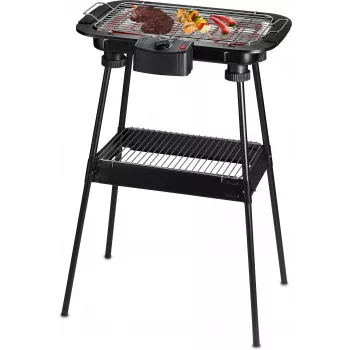 Techwood TBQ-836P elektrický gril se stativem, 2000W, 36,5cm pochromovaný gril, černý