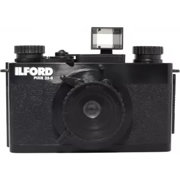 ILFORD PIXIE 35mm Point & Shoot Film Camera – Silver/Black, Built-in Flash, Autofocus