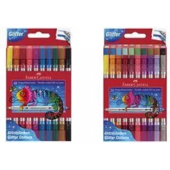 Faber-Castell Glitter oboustranné fixy, 20 ks se širokým a tenkým hrotem (3-5 mm / 1 mm), omyvatelné - 151108